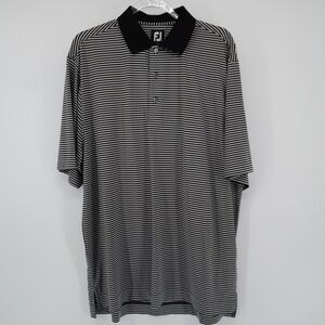 Footjoy Stripe Golf Polo Shirt Large Black and White Golfing